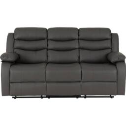 Seconique Roma 3 Seater Recliner Sofa - Grey Faux Leather - thumbnail 4