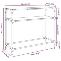 Berkfield Home Console Table with Transparent Glass Top 98x35x81 cm Steel - Size: 98 x 35 x 81 cm - thumbnail 8