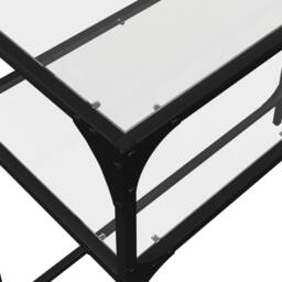Berkfield Home Console Table with Transparent Glass Top 98x35x81 cm Steel - Size: 98 x 35 x 81 cm - thumbnail 7