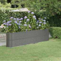 Berkfield Home Garden Raised Bed Powder-coated Steel 260x40x68 cm Grey - Size: 260 x 40 x 68 cm - thumbnail 2
