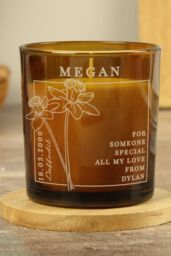 Personalised Memento Company Personalised March Birth Flower Amber Glass Candle - thumbnail 3