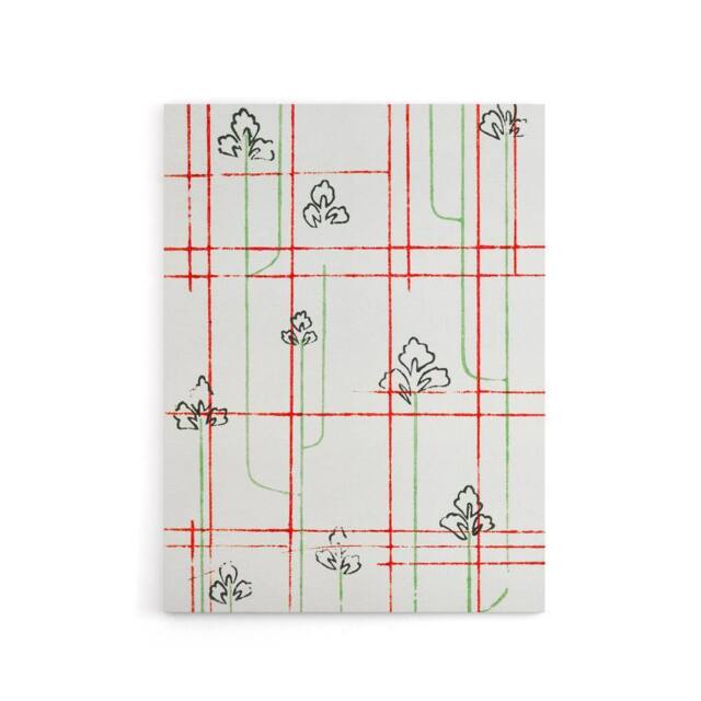 "Artery8 Leaf Lines Shima Textile Pattern Canvas Wall Art Print Korin in Red - Size: W18"" x H24""" - image 1