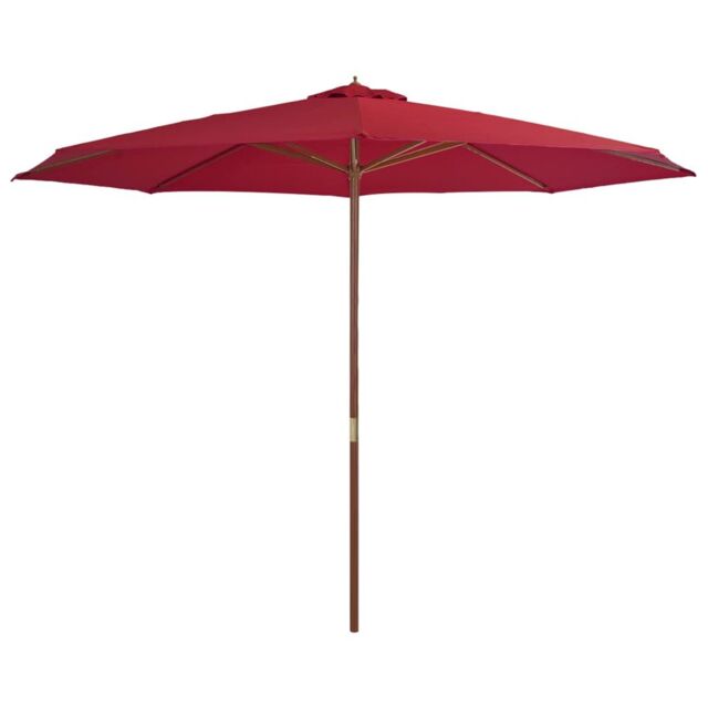 Berkfield Home Outdoor Parasol with Wooden Pole 350 cm Burgundy in Red - image 1