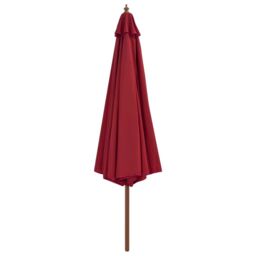 Berkfield Home Outdoor Parasol with Wooden Pole 350 cm Burgundy in Red - thumbnail 2