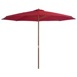 Berkfield Home Outdoor Parasol with Wooden Pole 350 cm Burgundy in Red