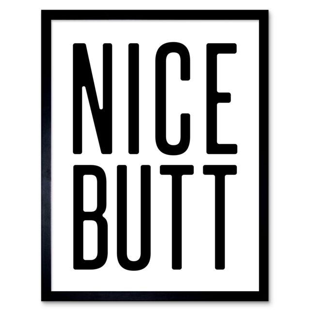 "Artery8 Wall Art Print Toilet Nice Butt Funny Bathroom Sign Decor Art Framed in Black - Size: W12"" x H16""" - image 1