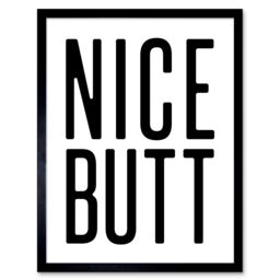 "Artery8 Wall Art Print Toilet Nice Butt Funny Bathroom Sign Decor Art Framed in Black - Size: W12"" x H16""" - thumbnail 1