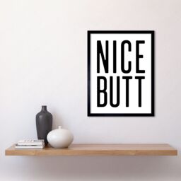 "Artery8 Wall Art Print Toilet Nice Butt Funny Bathroom Sign Decor Art Framed in Black - Size: W12"" x H16""" - thumbnail 2