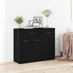 Berkfield Home Sideboard Black Oak 88x30x70 cm Engineered Wood - Size: 88 x 30 x 70 cm