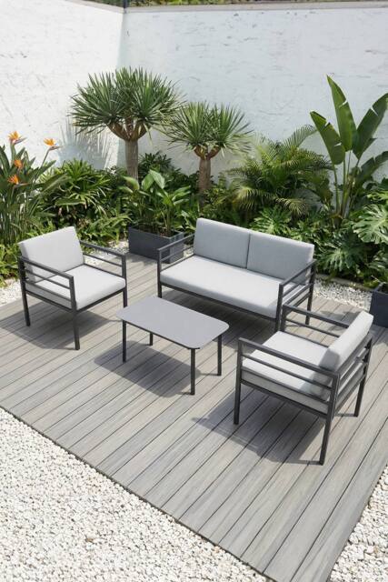More4Homes Rhodes Garden Sofa Set 4 Seater Garden Furniture Set w Table & Cover in Grey - image 1