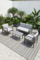 More4Homes Rhodes Garden Sofa Set 4 Seater Garden Furniture Set w Table & Cover in Grey - thumbnail 1