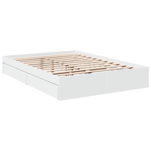 Berkfield Home Modern Bed Frame with Drawers without Mattress White 120x190 cm S - Size: Small Double - image 1