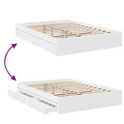 Berkfield Home Modern Bed Frame with Drawers without Mattress White 120x190 cm S - Size: Small Double - thumbnail 7