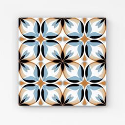 Warren Reed - Designer White Brown & Blue Geometric Pattern Canvas - Size: w10 inch x h10 inch - thumbnail 1