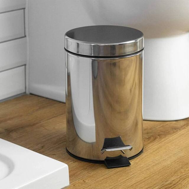 EONLION SILVER STAINLESS STEEL BATHROOM BIN SET - Size: 100 cm - image 1
