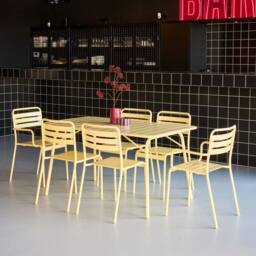sweeek 6-seater Metal Garden Table Set in Yellow - thumbnail 3