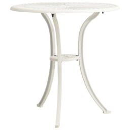 Berkfield Home Garden Table White 62x62x65 cm Cast Aluminium - Size: 62 x 62 x 65 cm - thumbnail 2