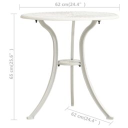Berkfield Home Garden Table White 62x62x65 cm Cast Aluminium - Size: 62 x 62 x 65 cm - thumbnail 6