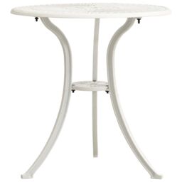 Berkfield Home Garden Table White 62x62x65 cm Cast Aluminium - Size: 62 x 62 x 65 cm - thumbnail 1