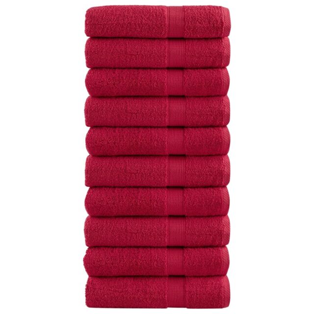 Berkfield Home Premium Bath Towels SOLUND 10 pcs 100x150 cm 600 gsm in Red - image 1