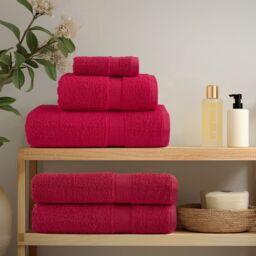 Berkfield Home Premium Bath Towels SOLUND 10 pcs 100x150 cm 600 gsm in Red - thumbnail 3