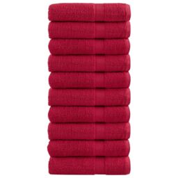 Berkfield Home Premium Bath Towels SOLUND 10 pcs 100x150 cm 600 gsm in Red - thumbnail 1