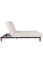 Living and Home 3 Seater Upholstered Sofa Bed with Wood Legs in White - thumbnail 3