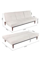Living and Home 3 Seater Upholstered Sofa Bed with Wood Legs in White - thumbnail 9
