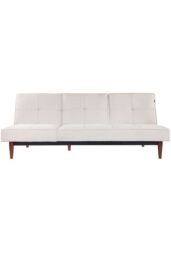 Living and Home 3 Seater Upholstered Sofa Bed with Wood Legs in White - thumbnail 2