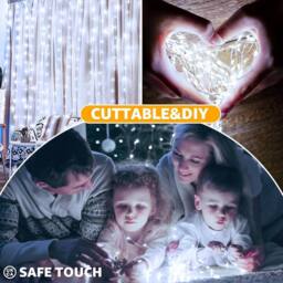 NIVOR Curtain Lights Indoor Outdoor, 300LED 3mx3m Fairy Lights 8 Modes 6500K in White - thumbnail 5
