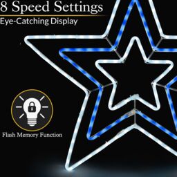 Christow Christmas Star Rope Light Flashing LED Outdoor Wall Decoration 65cm in Blue - thumbnail 3