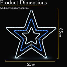 Christow Christmas Star Rope Light Flashing LED Outdoor Wall Decoration 65cm in Blue - thumbnail 6