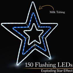Christow Christmas Star Rope Light Flashing LED Outdoor Wall Decoration 65cm in Blue - thumbnail 5