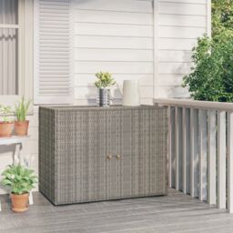 Berkfield Home Garden Storage Cabinet Grey 100x55.5x80 cm Poly Rattan
