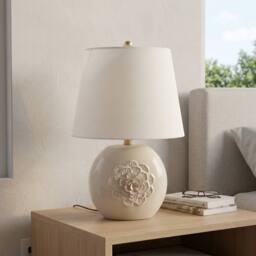 Garden Greatness Hestia Ceramic Floral Table Lamp in White - thumbnail 2