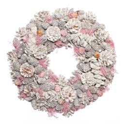 Dibor 38cm Pink Pinecone Xmas Decor Front Door Wreath Christmas Wreath - thumbnail 1
