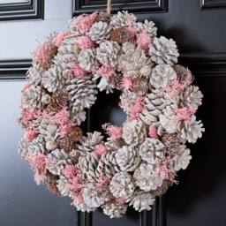 Dibor 38cm Pink Pinecone Xmas Decor Front Door Wreath Christmas Wreath - thumbnail 3