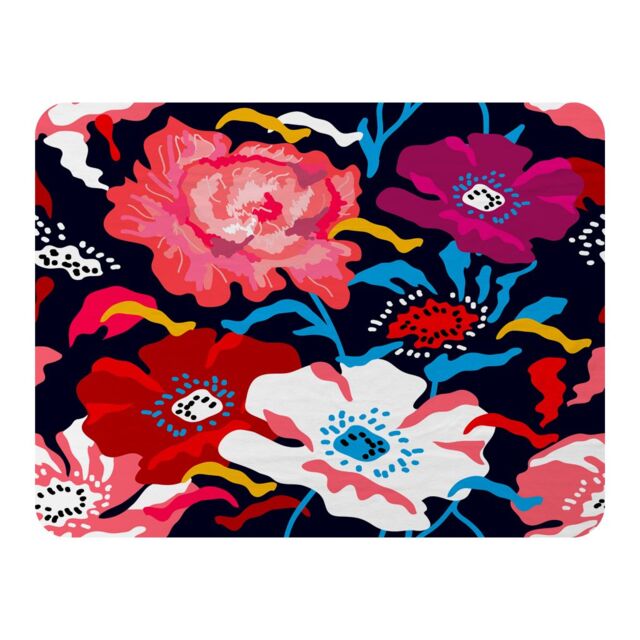 Benjamin Tate Design Bright Flowers On Dark Blanket in Natural - Size: 120 cm x 150 cm - image 1