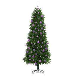 Berkfield Home Realistic Christmas Tree with 300 LEDs with Stand Green 240 cm PE - thumbnail 4