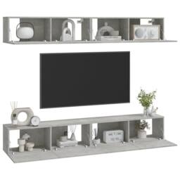 Berkfield Home Wall TV Cabinets 4 pcs Concrete Grey 100x30x30 cm - Size: 100 x 30 x 30 cm - thumbnail 1