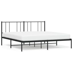 Berkfield Home Metal Bed Frame with Headboard Black 180x200 cm Super King - thumbnail 2