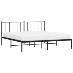 Berkfield Home Metal Bed Frame with Headboard Black 180x200 cm Super King - thumbnail 3