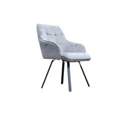 Interior Emporium Ltd 2x Swivel Dining Chairs, Padded Velvet Seat, Modern Kitchen, Rotatable Metal Leg ( Grey ) - thumbnail 1