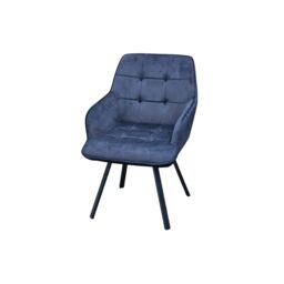 Interior Emporium Ltd 2x Swivel Dining Chairs, Padded Velvet Seat, Modern Kitchen, Rotatable Metal Leg ( Grey ) - thumbnail 2