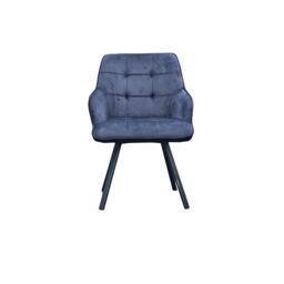 Interior Emporium Ltd 2x Swivel Dining Chairs, Padded Velvet Seat, Modern Kitchen, Rotatable Metal Leg ( Grey ) - thumbnail 3