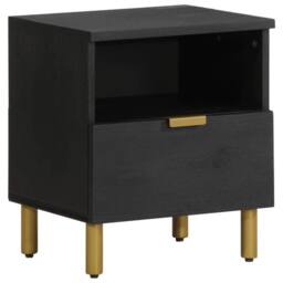 Berkfield Home Bedside Cabinet Black 40x33x46 cm Engineered Wood - Size: 40 x 33 x 46 cm - thumbnail 2