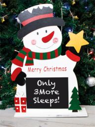 Netagon Festive Wooden Snowman Christmas Chalkboard Countdown Calender in White - thumbnail 4