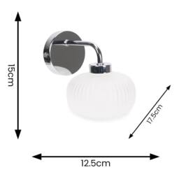 ValueLights Amaia Chrome Frosted Glass IP44 Wall Light with Bulb in Metallic Silver - thumbnail 5