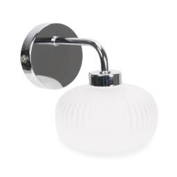 ValueLights Amaia Chrome Frosted Glass IP44 Wall Light with Bulb in Metallic Silver - thumbnail 4