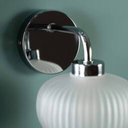 ValueLights Amaia Chrome Frosted Glass IP44 Wall Light with Bulb in Metallic Silver - thumbnail 3